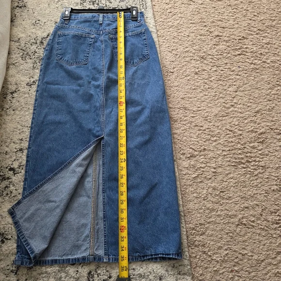 SOLD Vintage Liz Claiborne Liz Wear Jeans maxi Denim Skirt Womens 4 - Picture 4 of 6